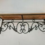 Wrought iron and wood wall shelf