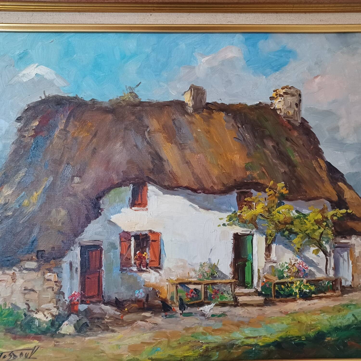 Oil painting on canvas "thatched cottage"