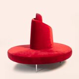 Red velvet Tatlin Sofa by Edra Italy