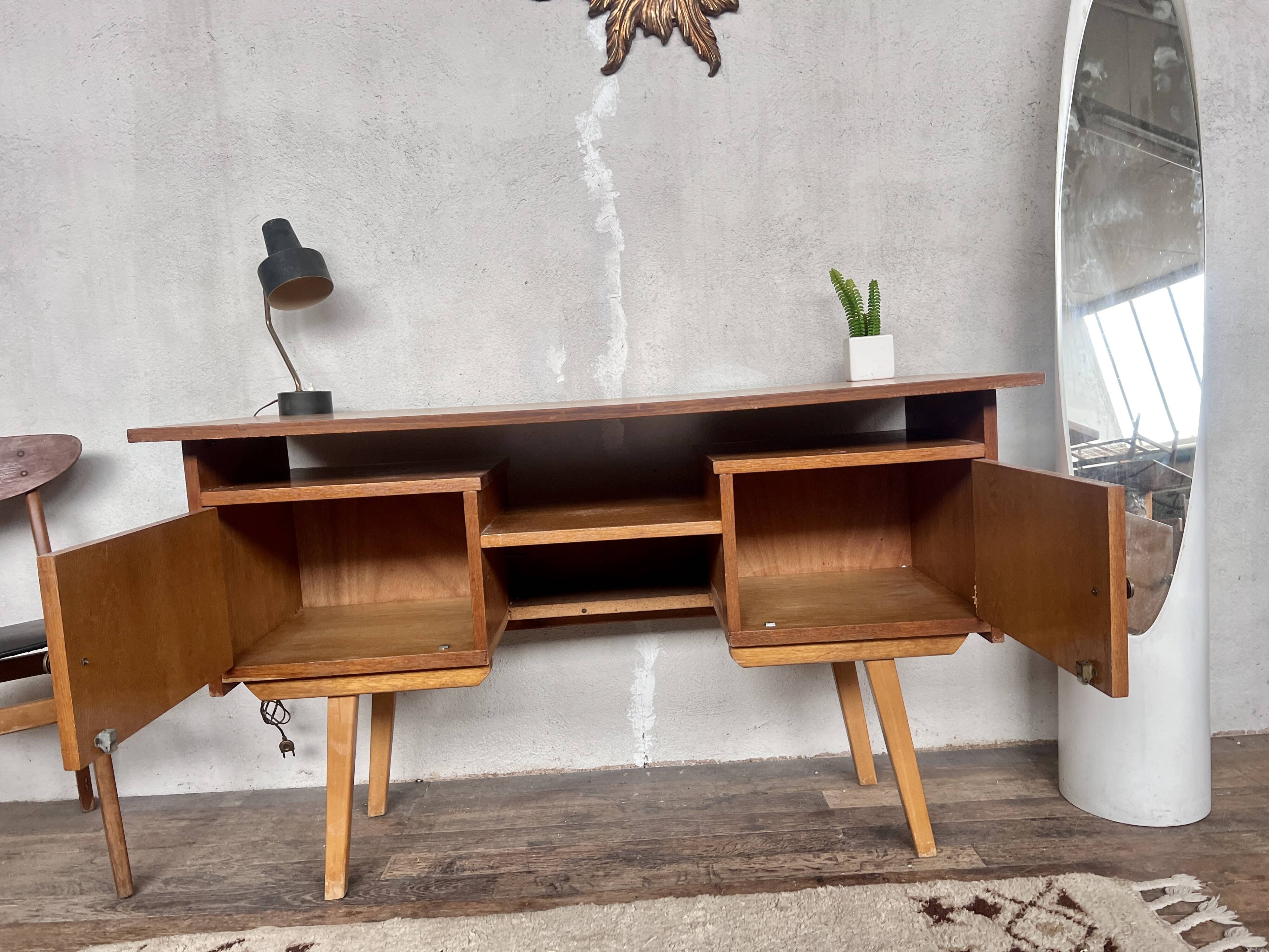 vintage oak desk with a Scandinavian look