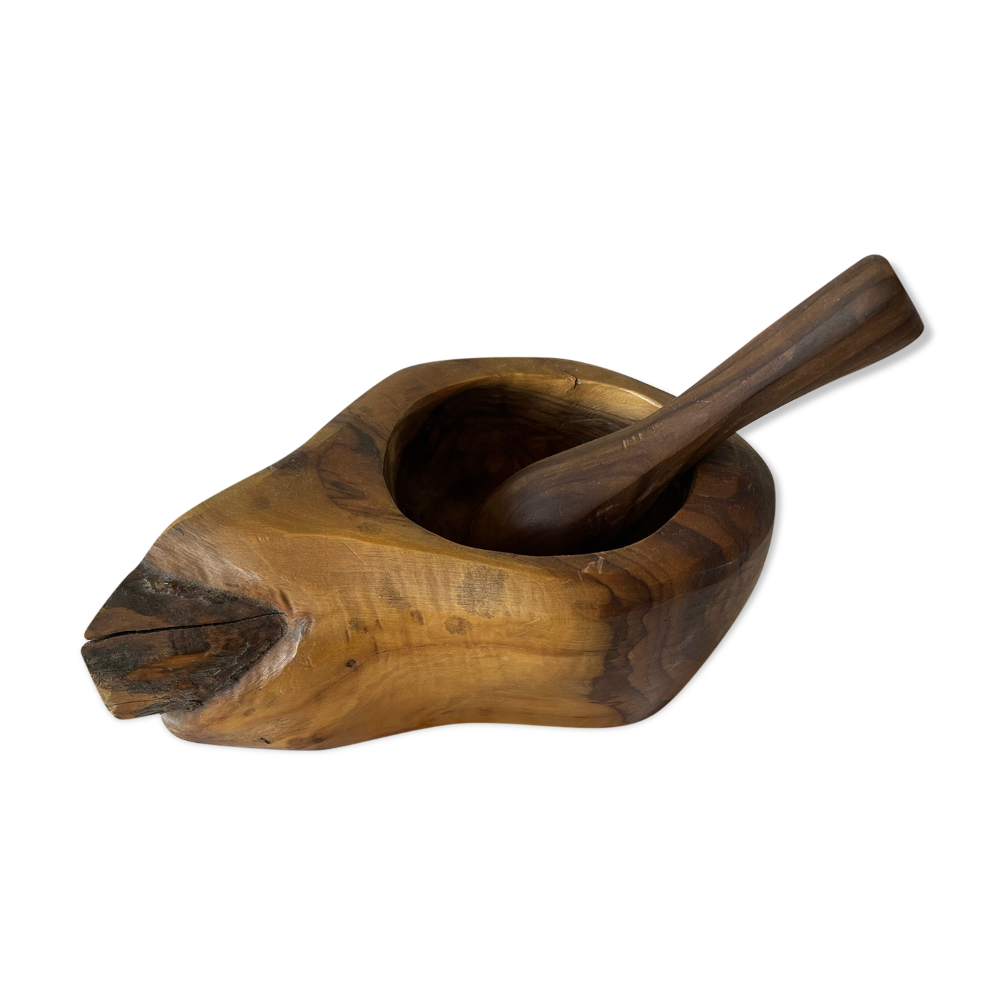 Olive mortar and pestle