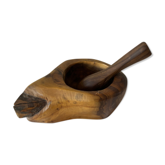 Olive mortar and pestle