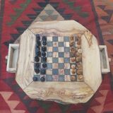 Rustic chess games made of natural olive wood