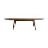 Custom-made solid walnut dining table with 4 extensions, for 6 to 16 people