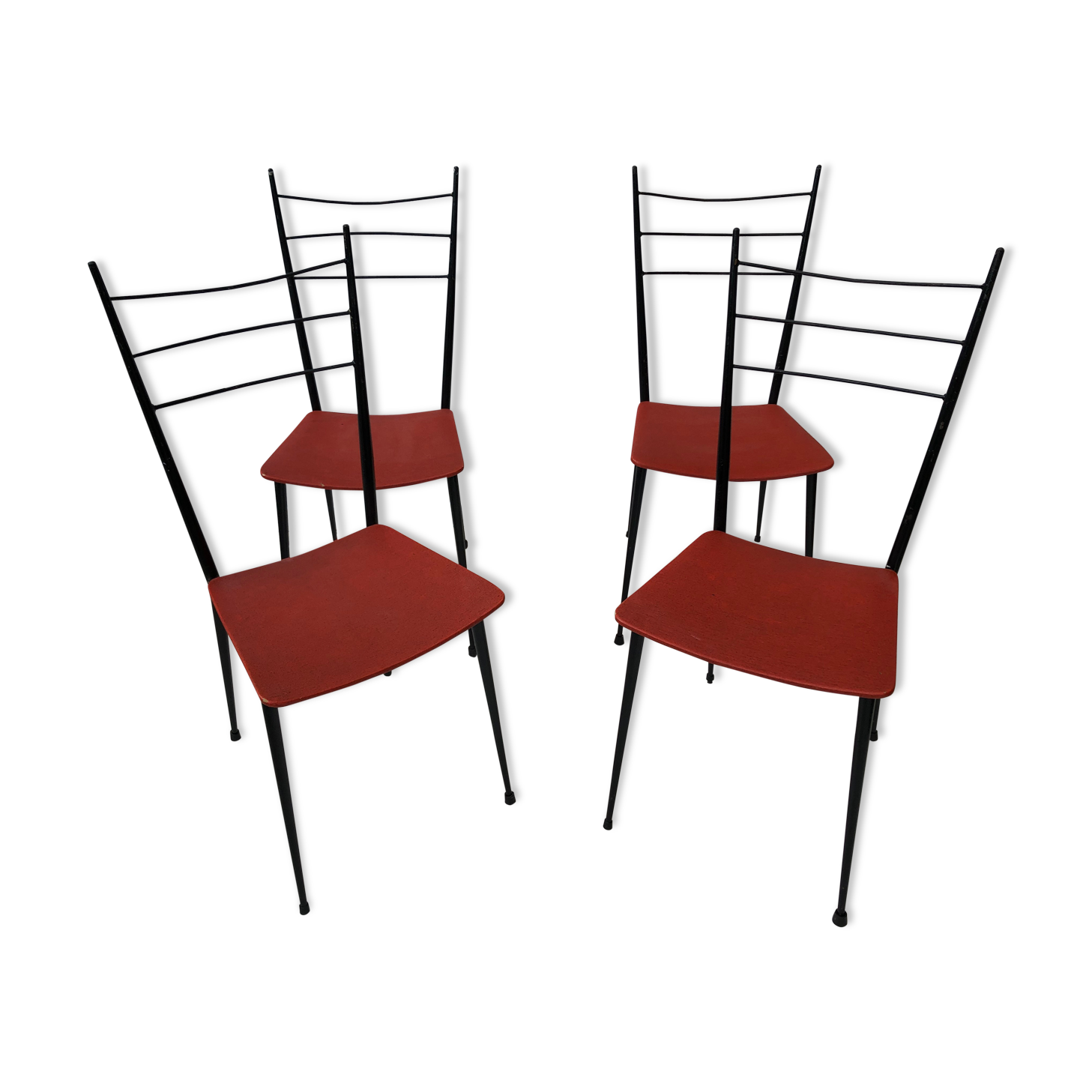 Red metal chairs from the 60s