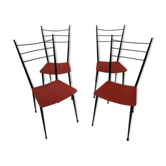 Chaises metaliques rouges années 60'