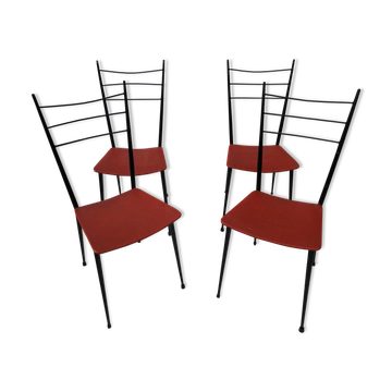 Red metal chairs from the 60s
