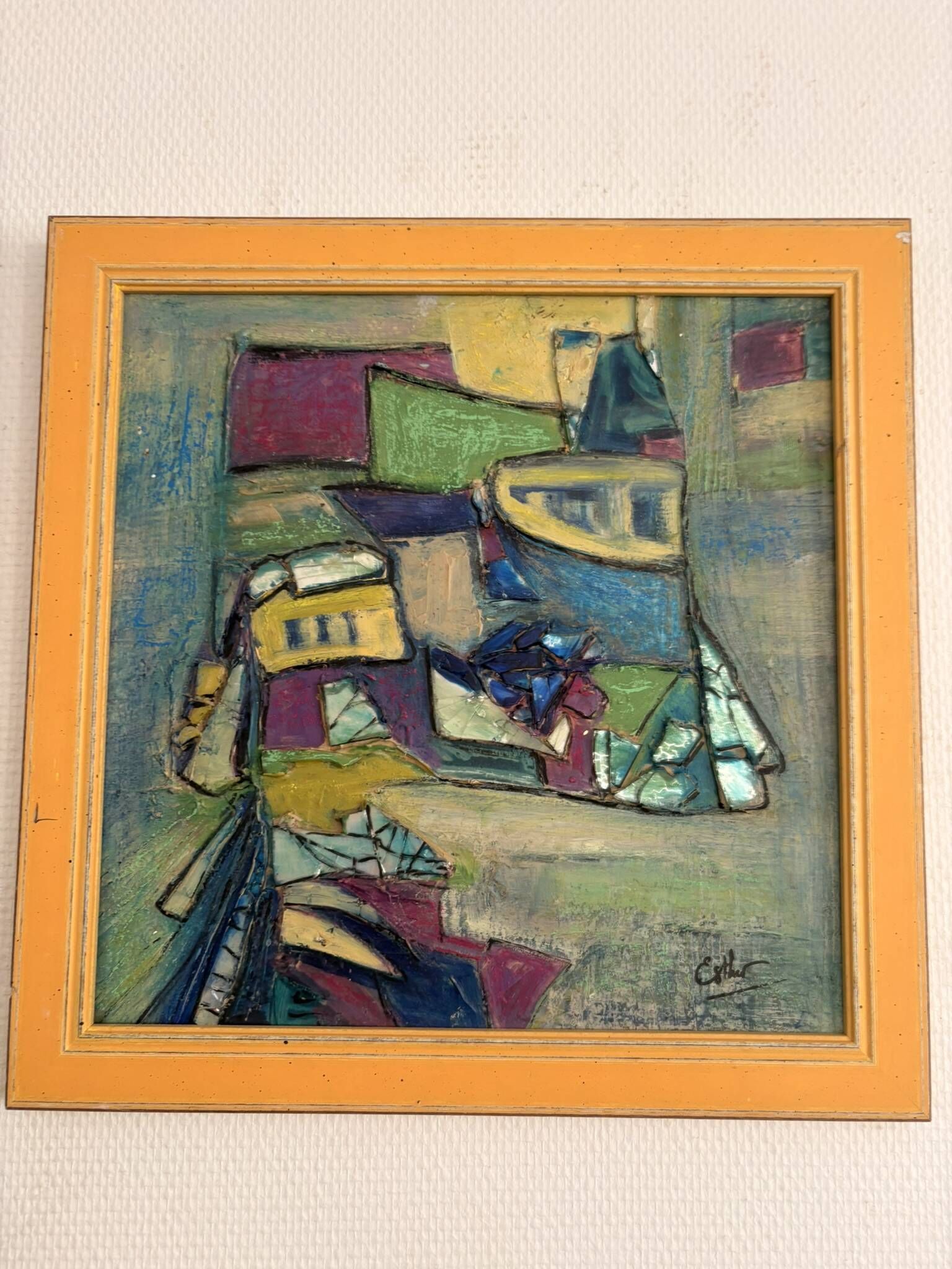 Tableau Composition Abstraite Inclusion Vitrail Vitraux géométrique Moderne