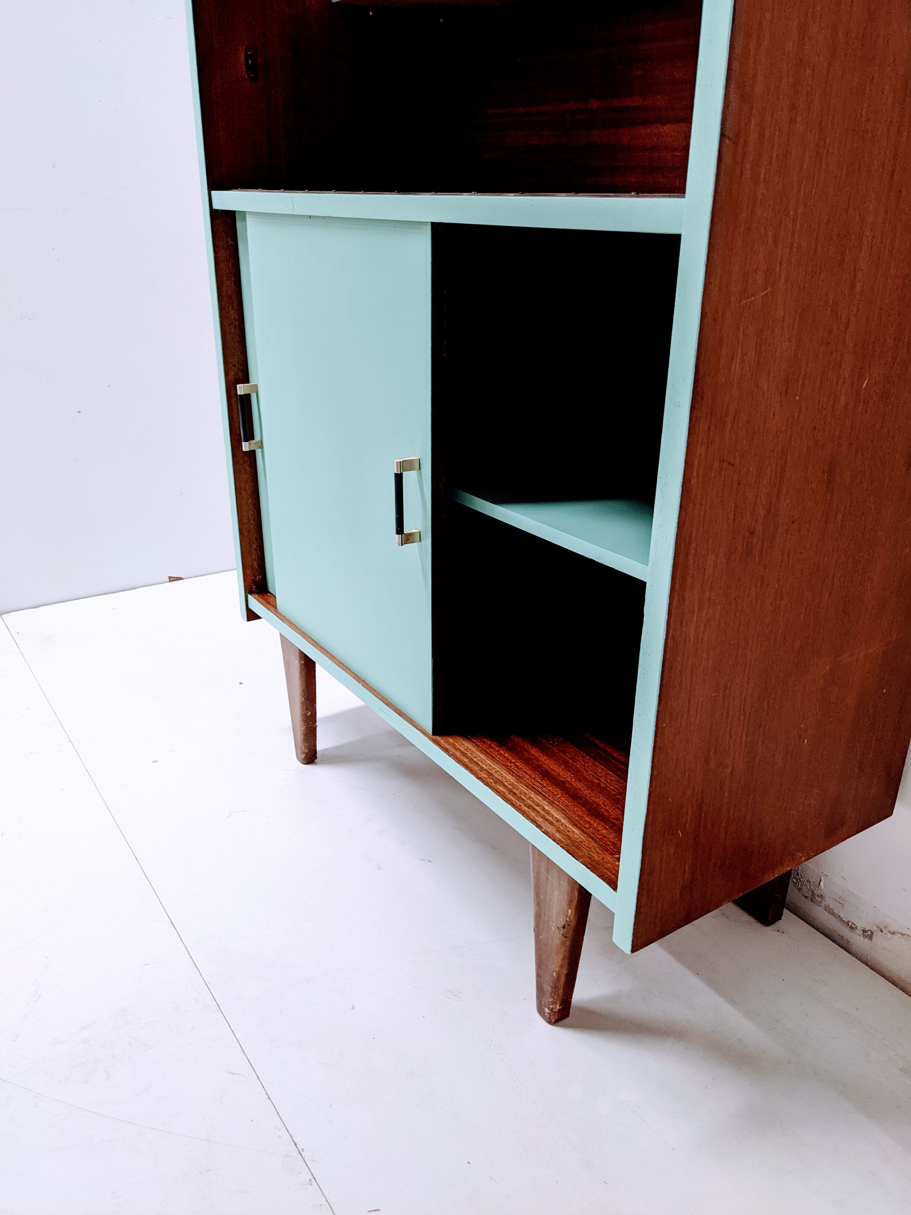 Vintage wooden bookcase, cupboard