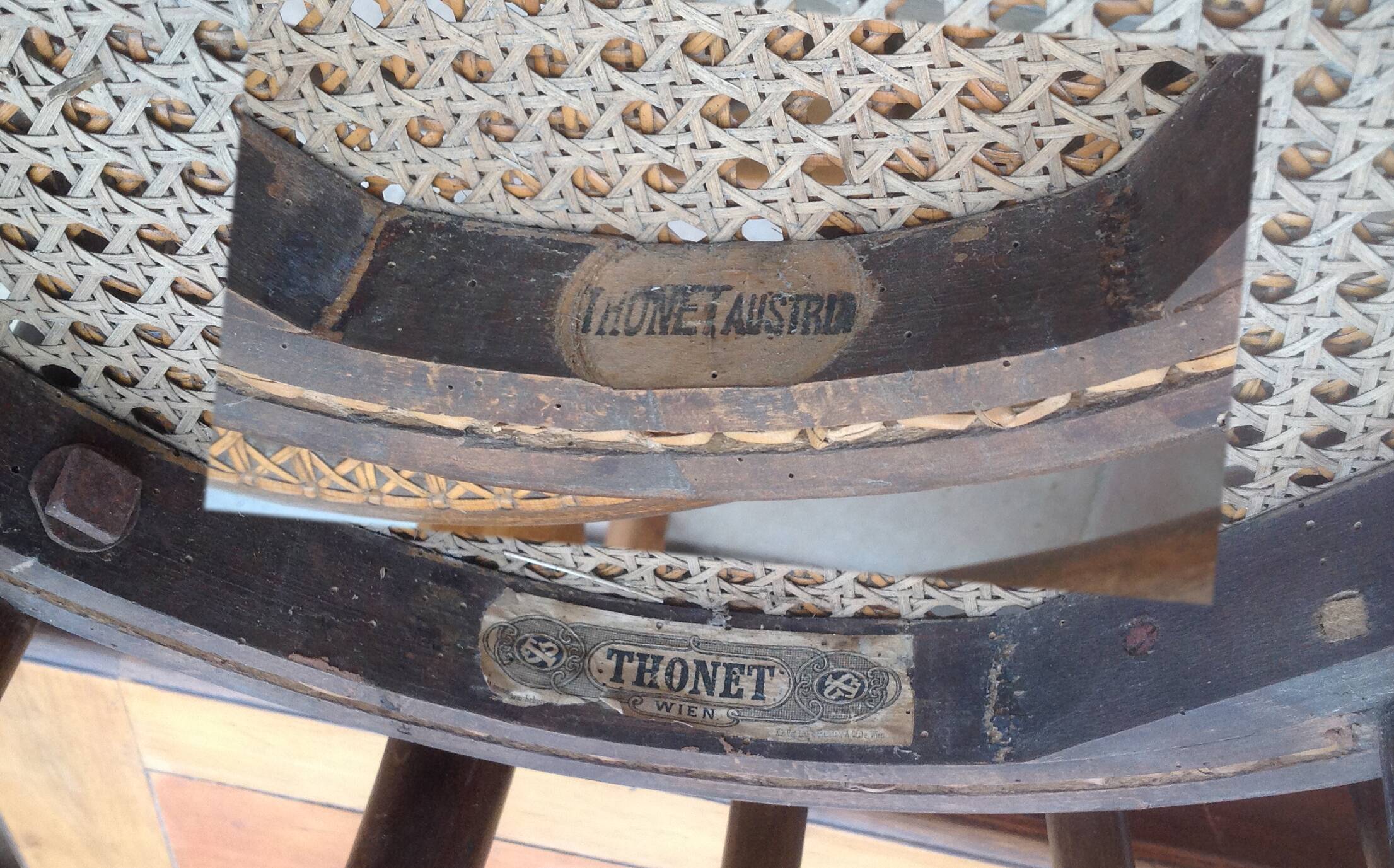 Pair of vintage Thonet Austria cane chairs