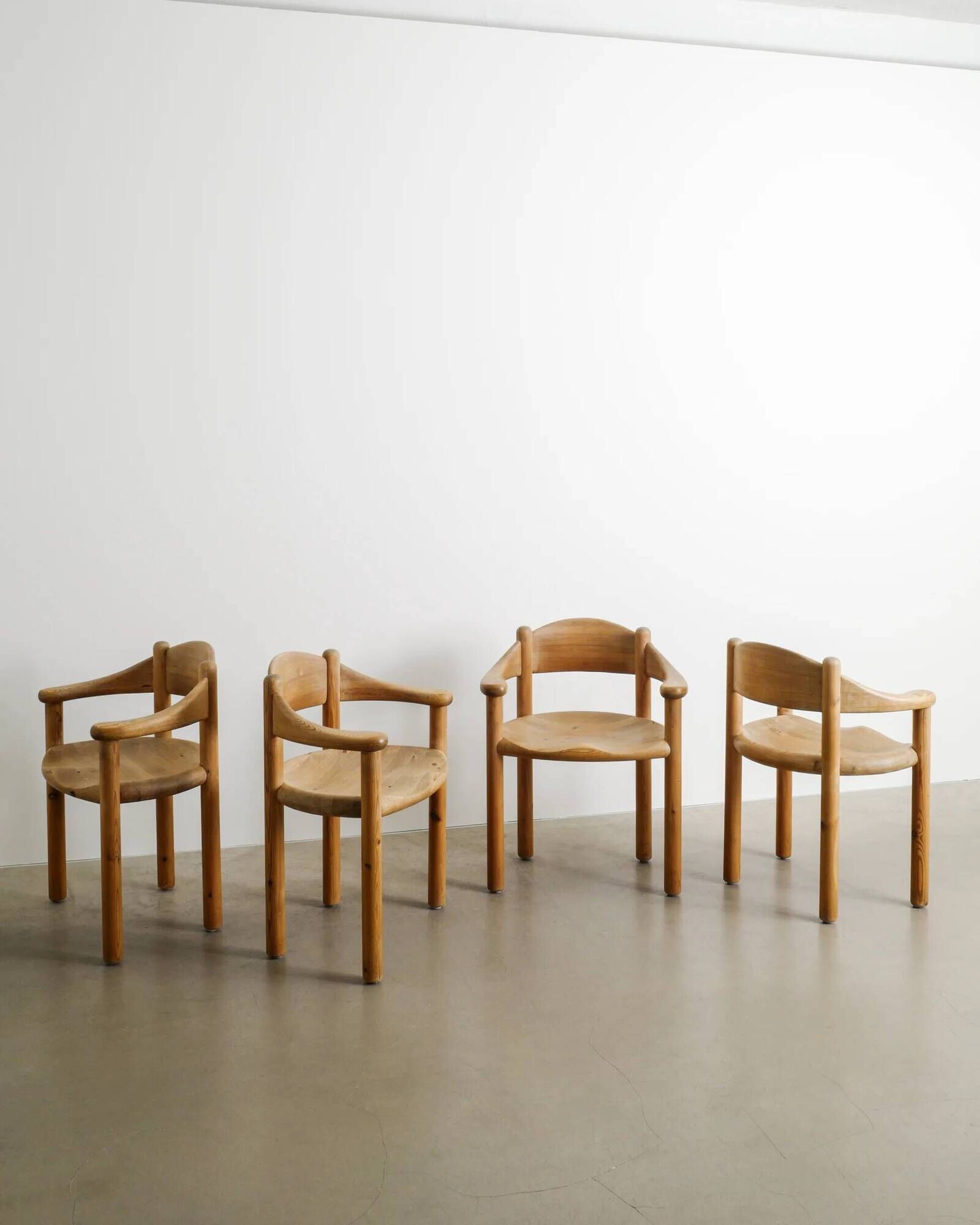 Danish Mid Century Wooden Sculptural Dining Chairs by Rainer Daumill, 1970s