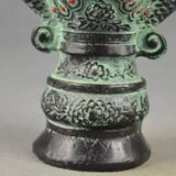 Vintage Hand-Carved Double Peacock Vase, Auspicious Green Jade Vase, Home decor