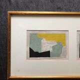 Abstract paintings under glass
