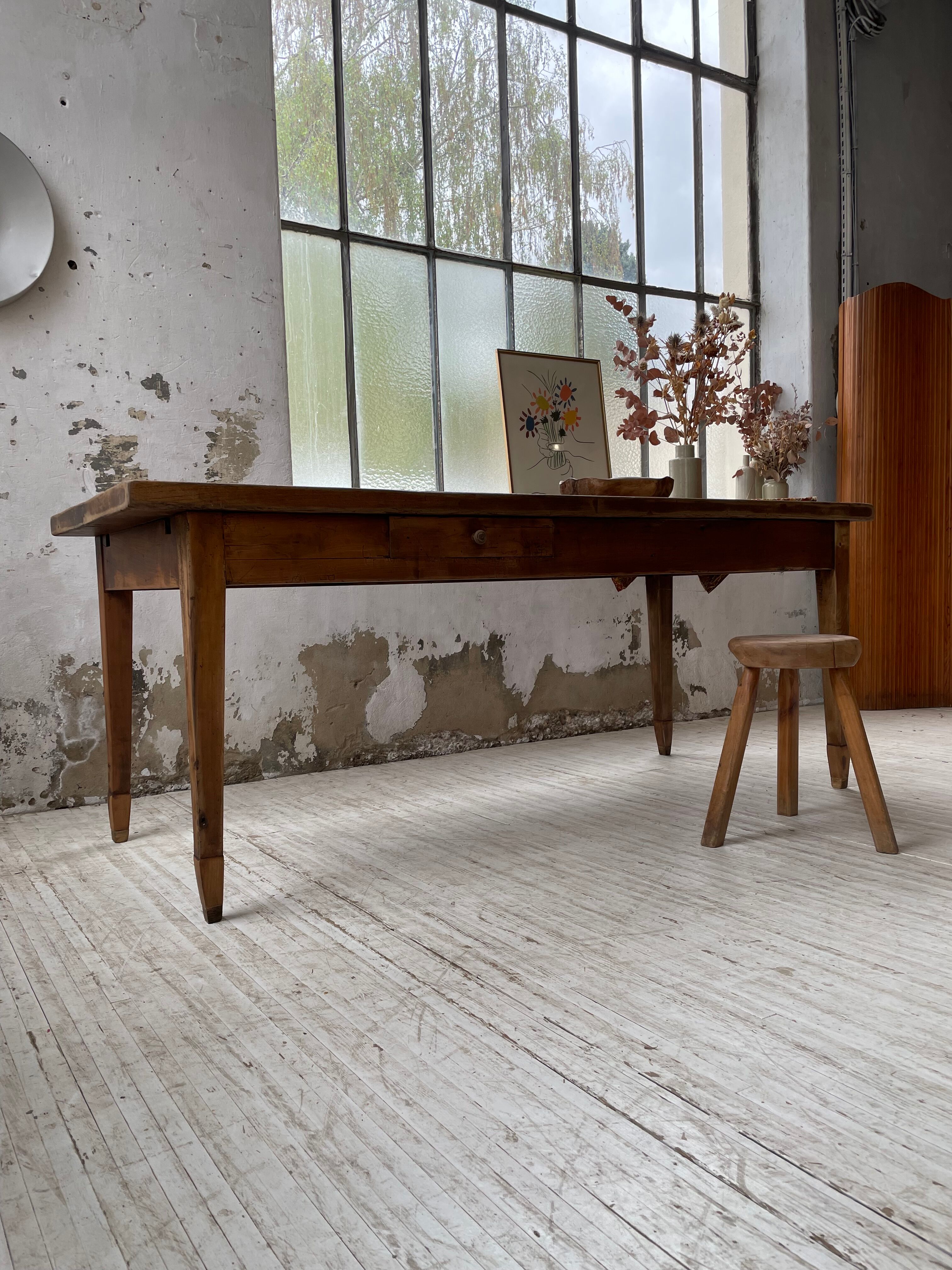 Farmhouse table in oak and walnut 2m