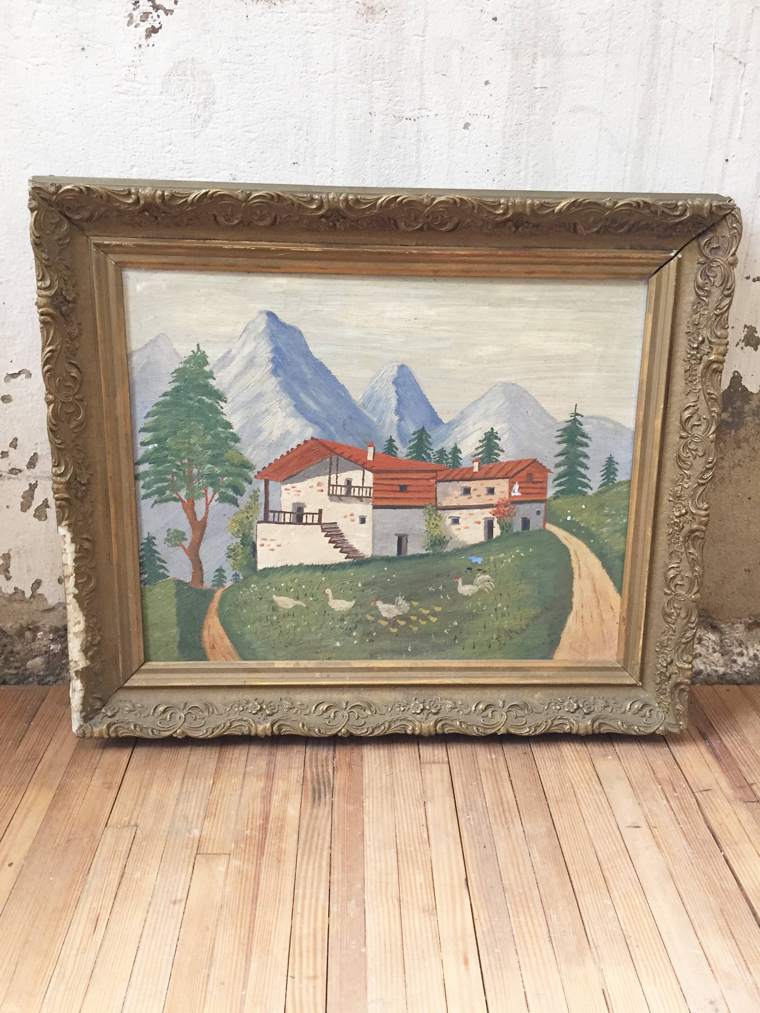 Ancient oil painting landscape