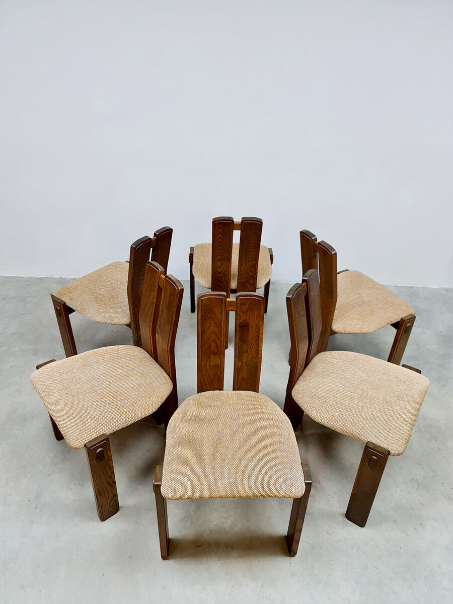 Midcentury oak dining chairs vintage 'Brutalism'