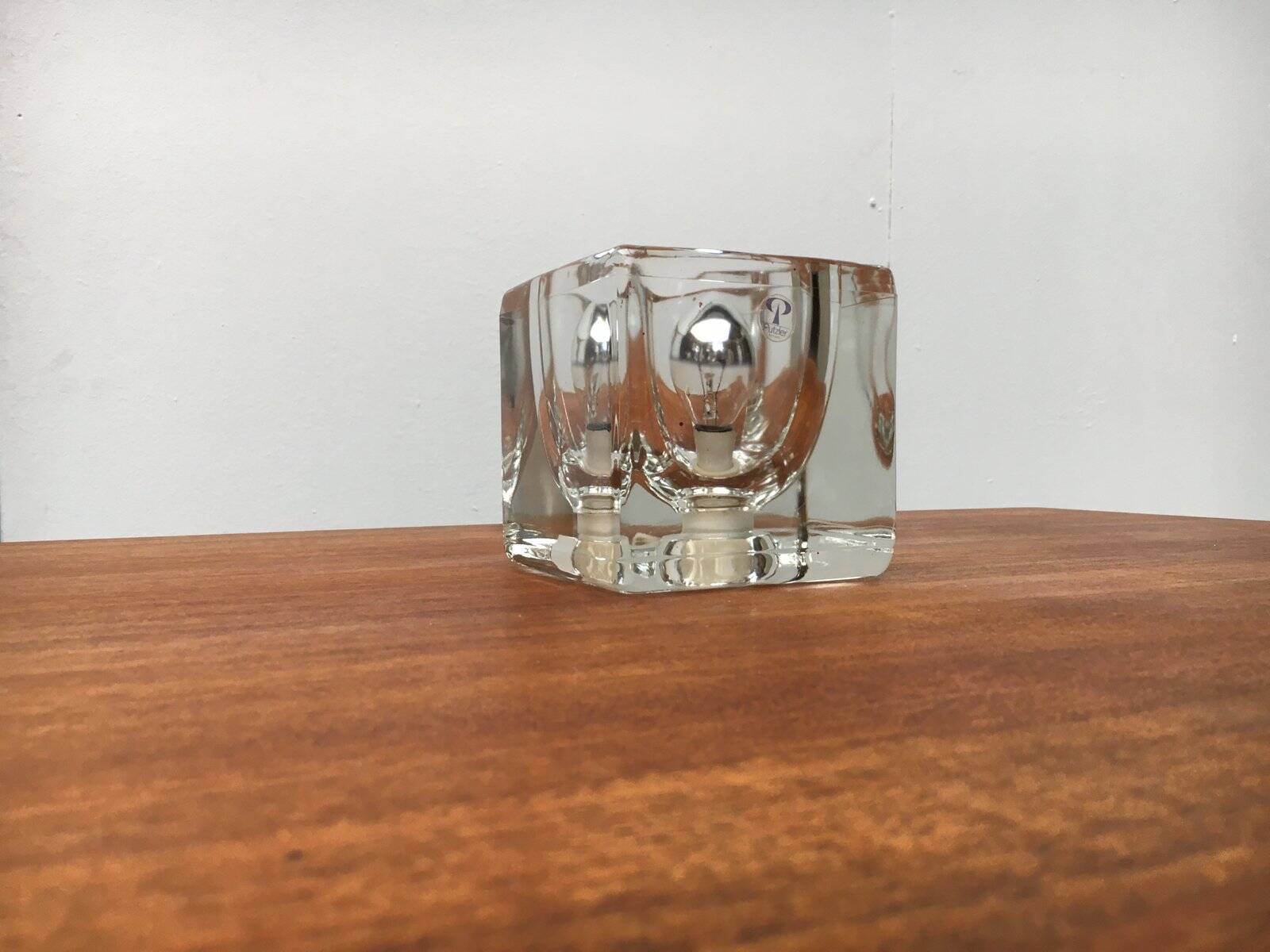 Vintage German table lamp in glass TA 14 Cube by Peill & Putzler, 1970s.