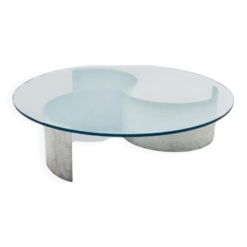 Table by Lorenzo Burchiellaro in aluminum and crystal