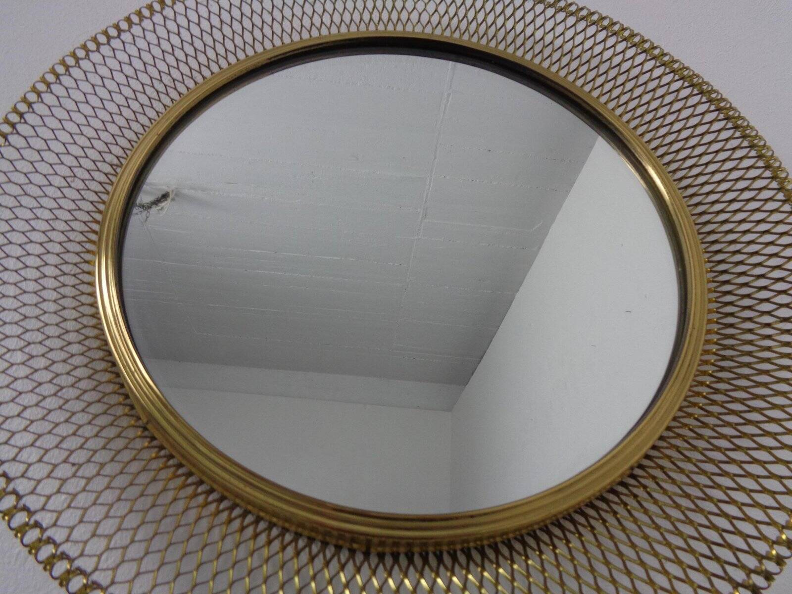 Vintage French Brass Mirror, 1960s