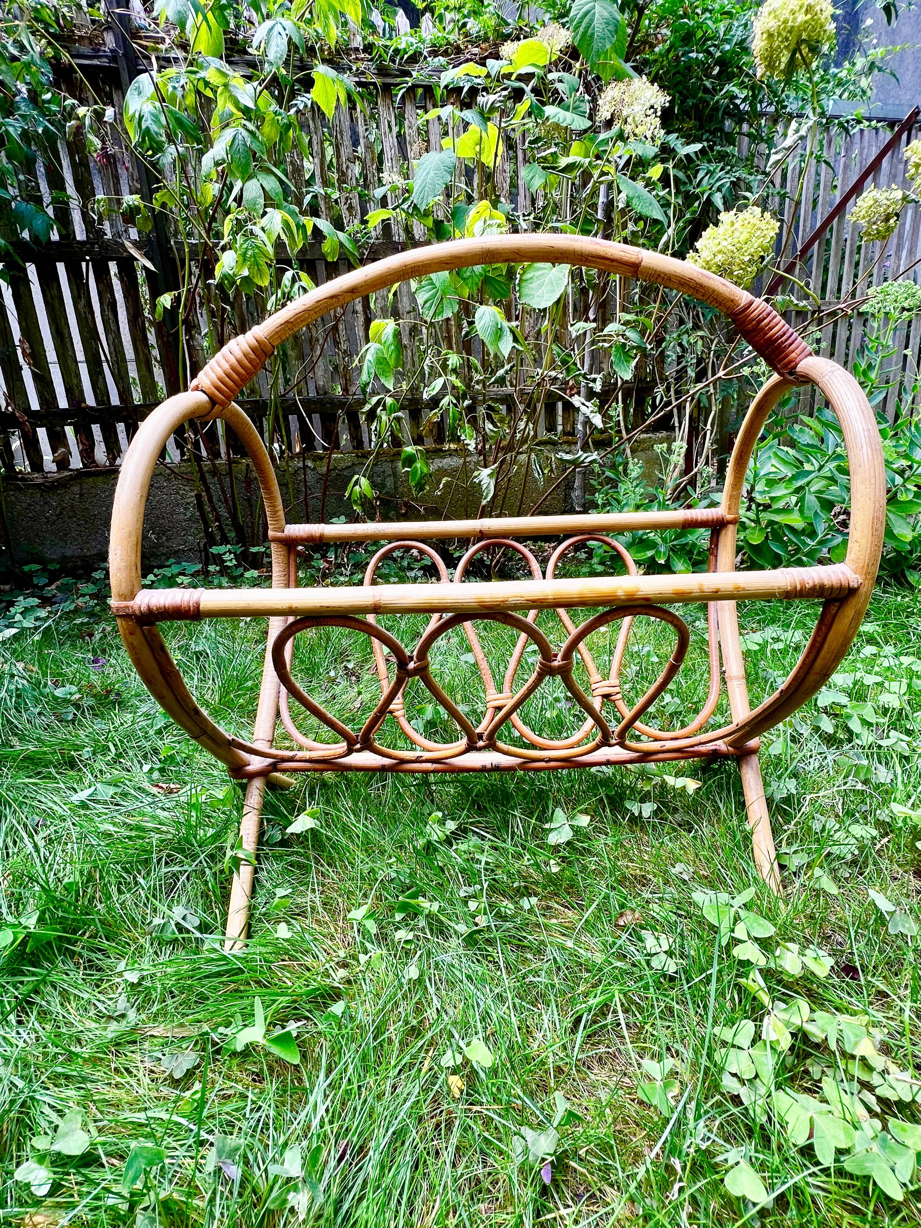 Rattan magazine rack