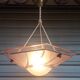 Art Deco ceiling lamp / chandelier in pink pressed molded glass in working order