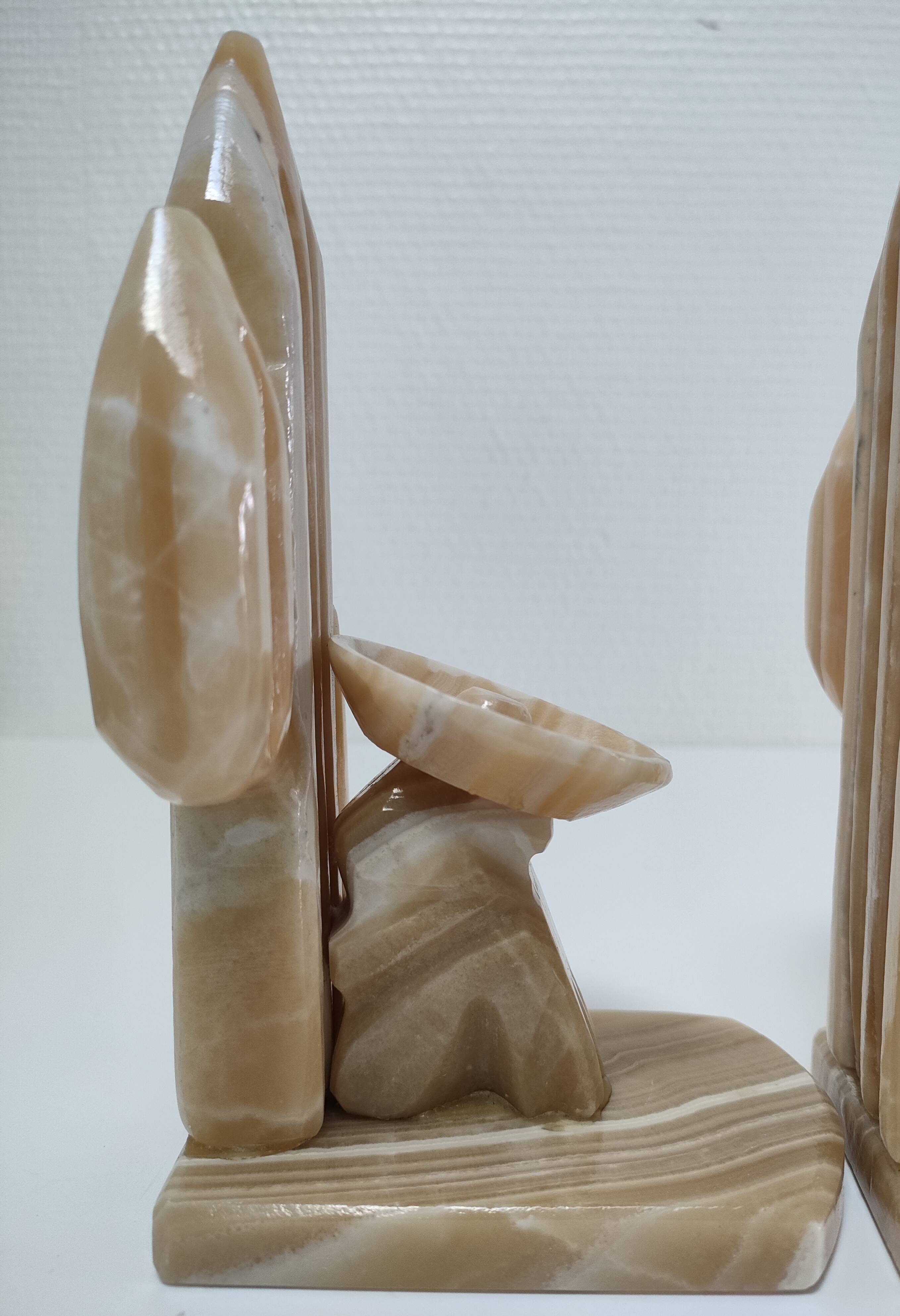 Pair of vintage Mexican cactus onyx bookends