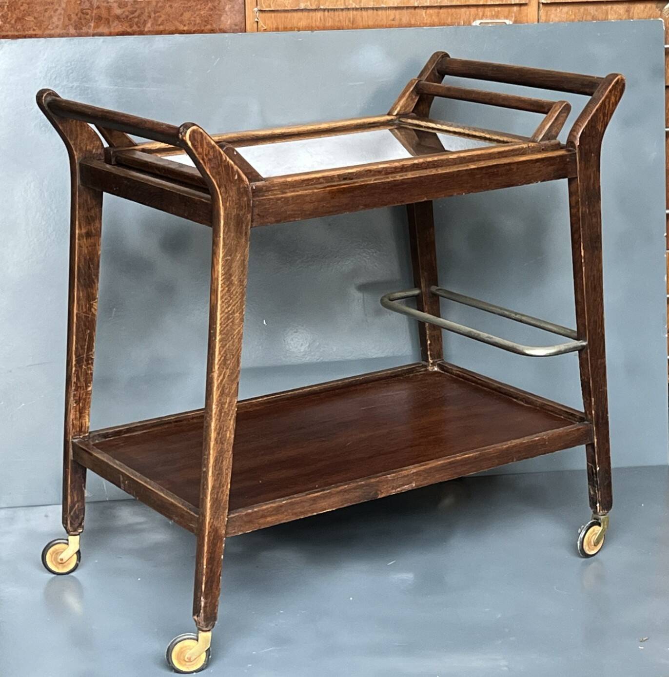 Vintage 1950s rolling serving cart