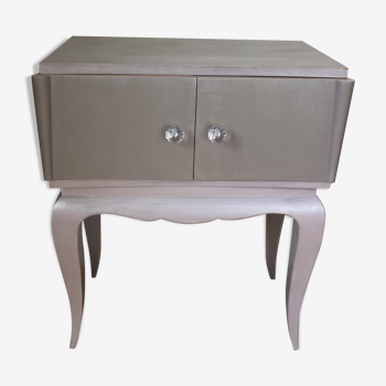 Vintage bedside table revisited in grey color