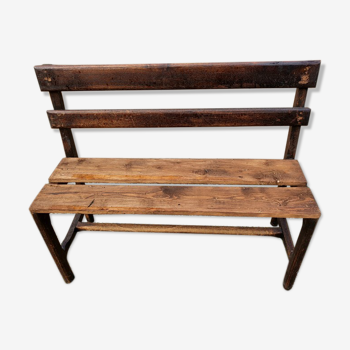 Small old bench with backrest all wood 100cm