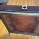 Modernist side table in chromed metal and wine-colored lacquer – Guy Lefevre