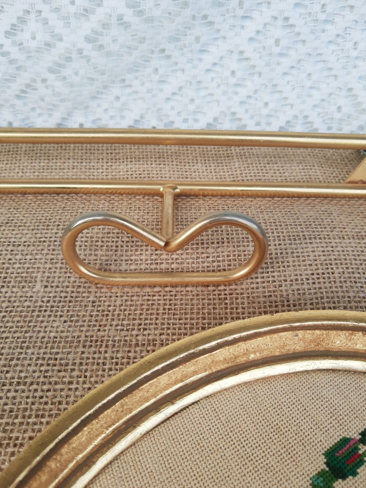 Porte manteau 4 patères en métal doré vintage