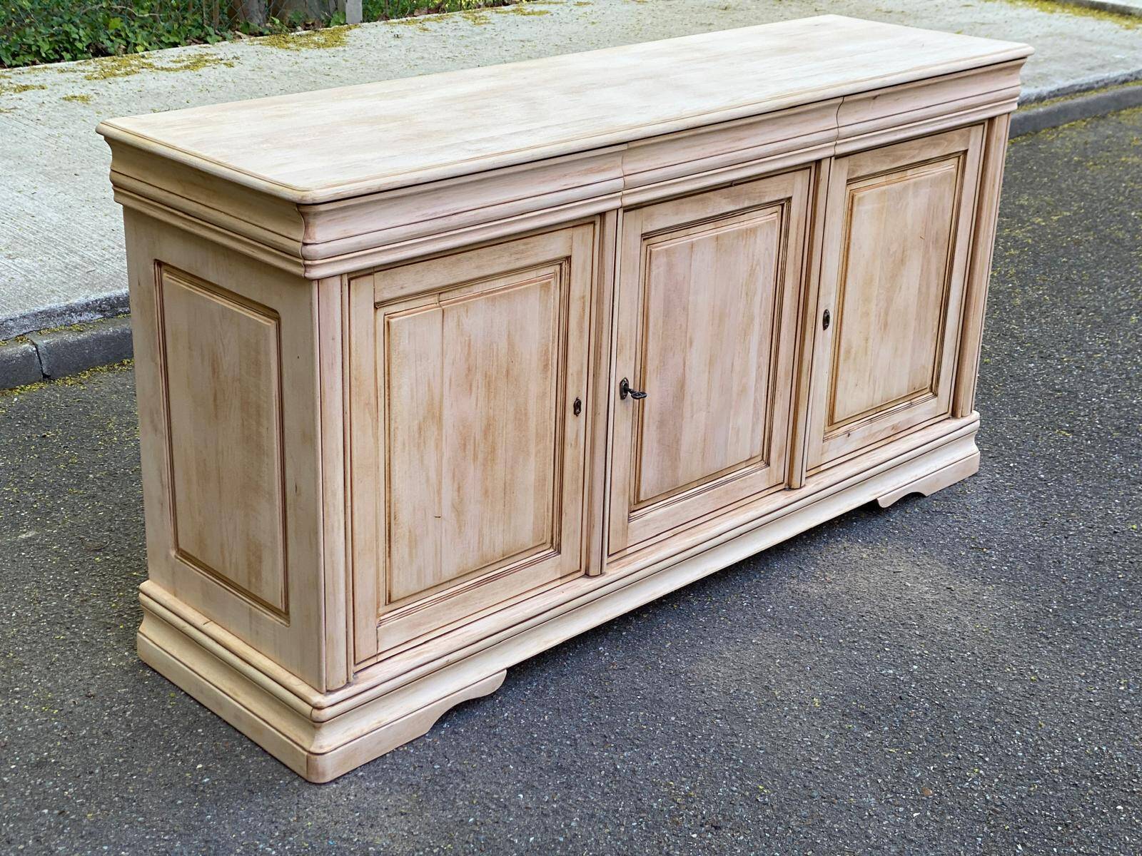 Louis Philippe rustic buffet, vintage, renovated in solid wood, 185cm.