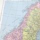 Carte ancienne  Scandinavie Norvège Suède Finlande 43x43cm de 1950