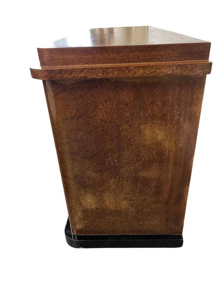 Vintage Art Deco curved sideboard with glass handles.