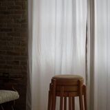 Modern Swedish, set of 14 stackable stools in birch and hessian fabric, 1980s.