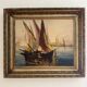 Very old painting of a Mediterranean port.