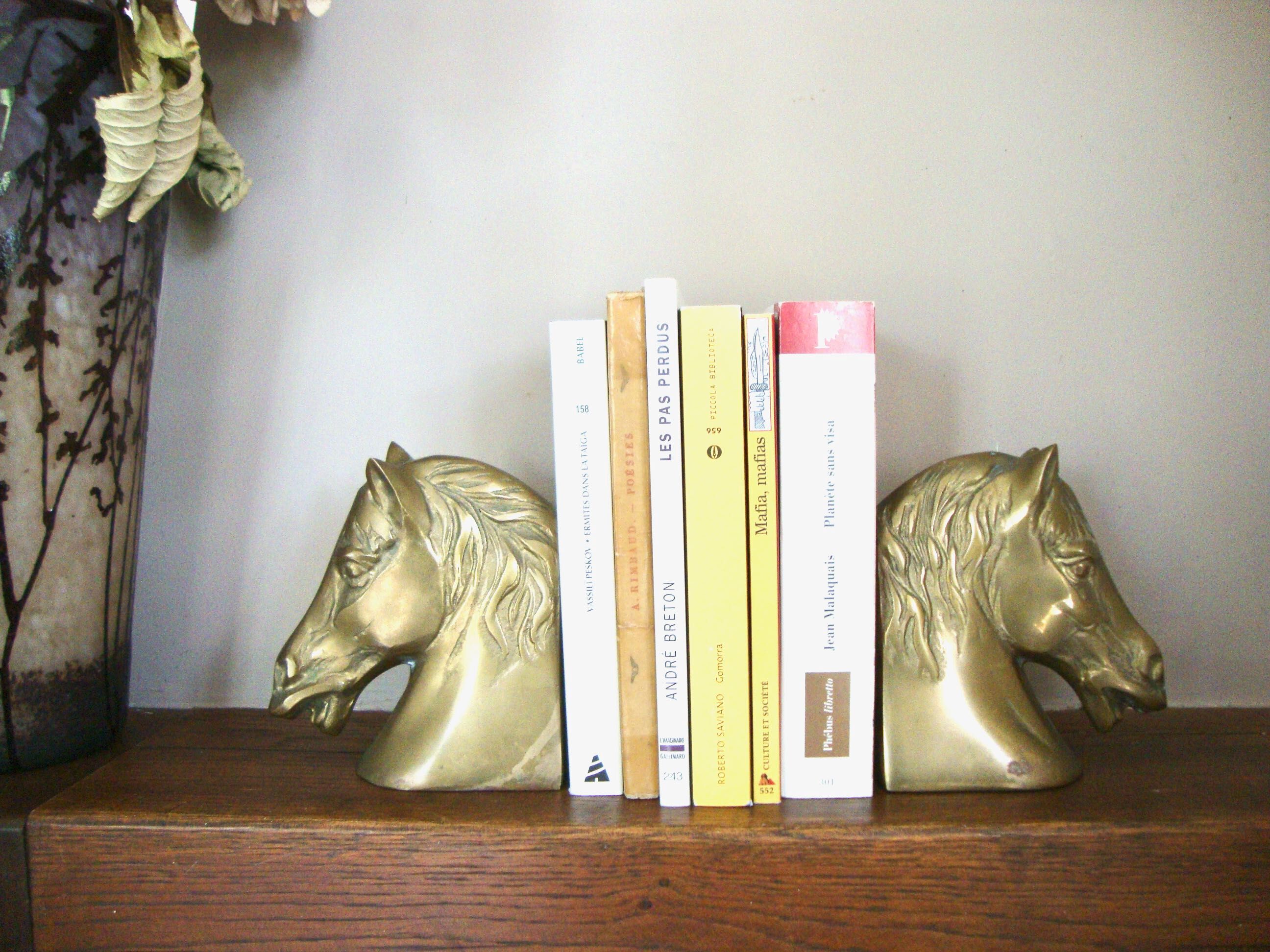Brass horse bookends