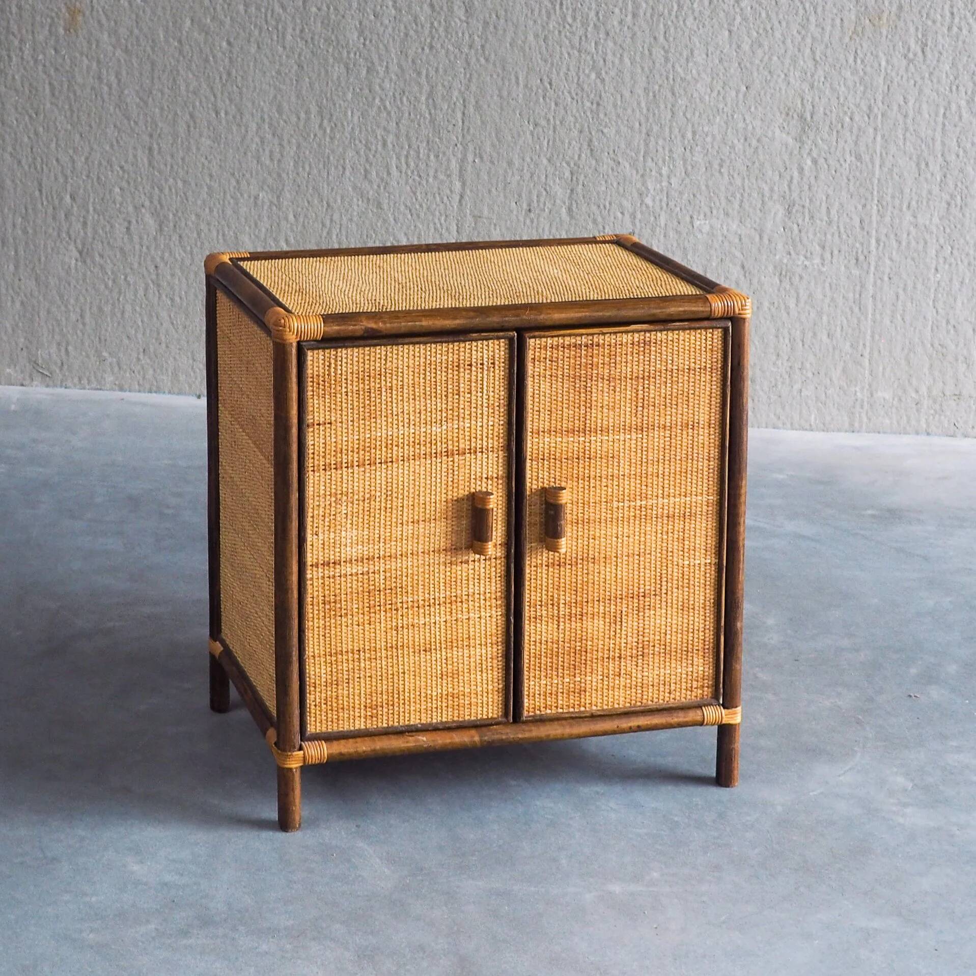 Vintage rattan & woven cane cabinet