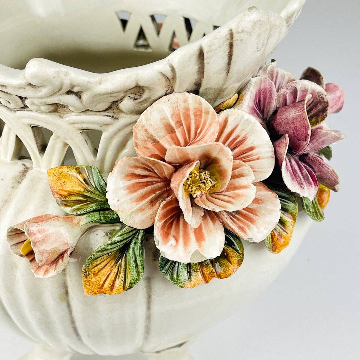 Ceramic vase with flowers, Italy, 1950s