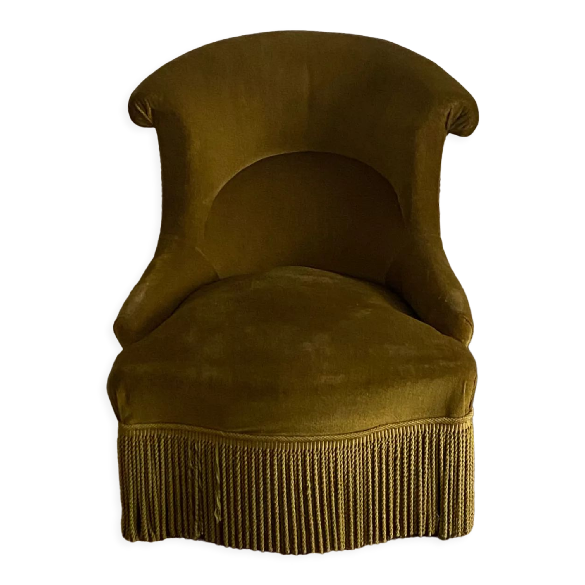 Green velvet toad armchair