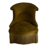 Green velvet toad armchair