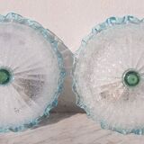Set of 2 Charming Italian Blu Murano Glass Ceiling Fixture, Murano, 1970