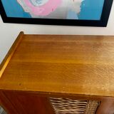 Wood and rattan cabinet 60s