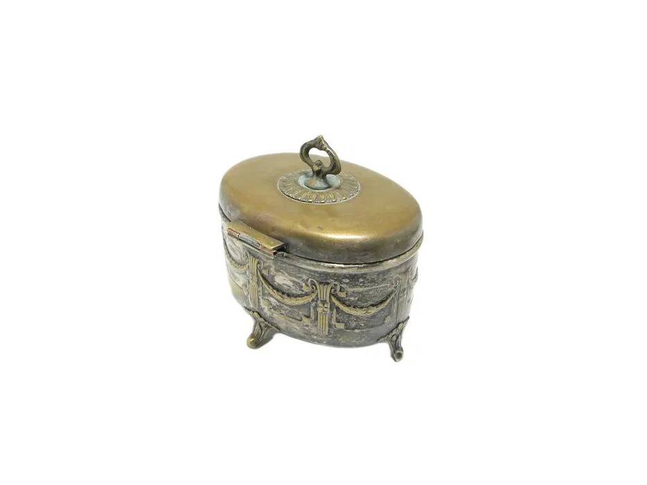 ABC Neoclassical Sugar Bowl, Silver-Plated Brass, Austria, 19th Century
