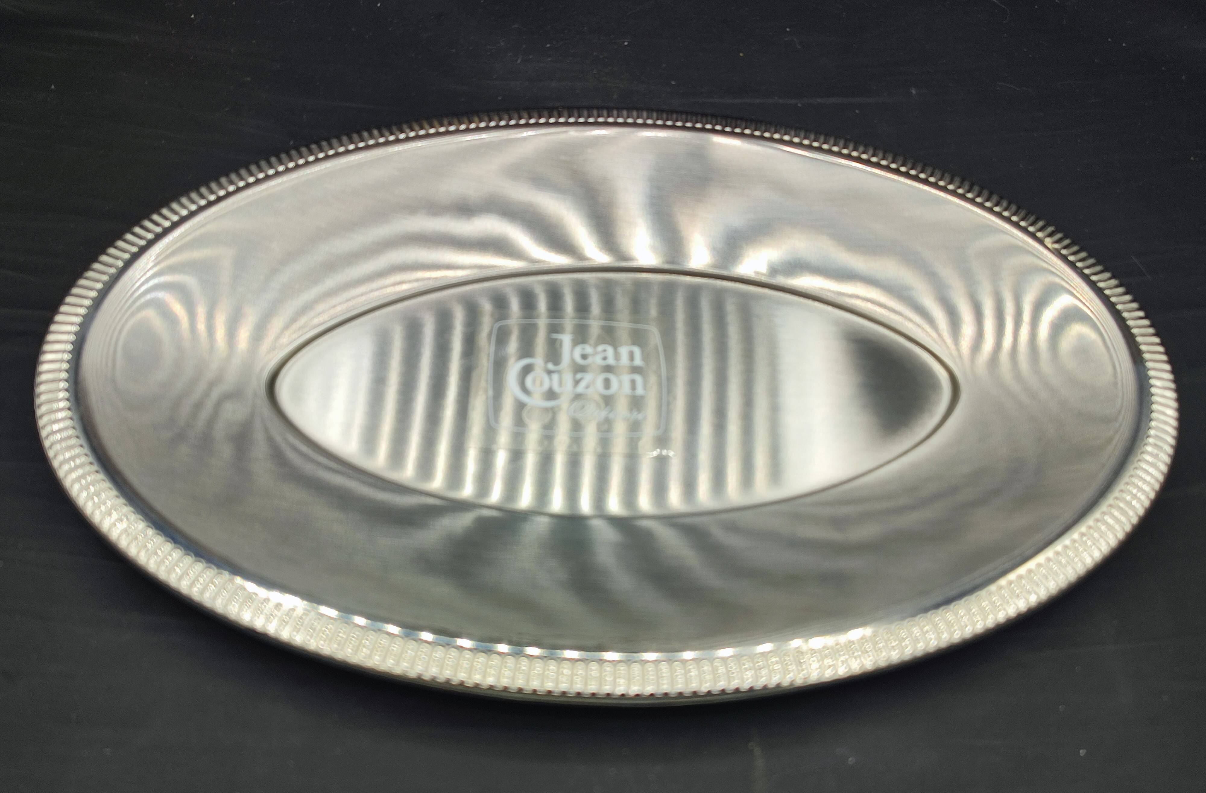 Oval stainless steel serving platter/ Tray by Jean Couzon Goldsmith - New