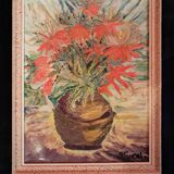 Ancient painting depicting a bouquet of flowers.