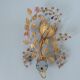 Wall light flower Hans Kogl in gold metal and pearls 70s