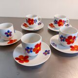 5 vintage cups. Manufacture Winterling Marktleuthen Bavaria - Floral patterns, 70s style