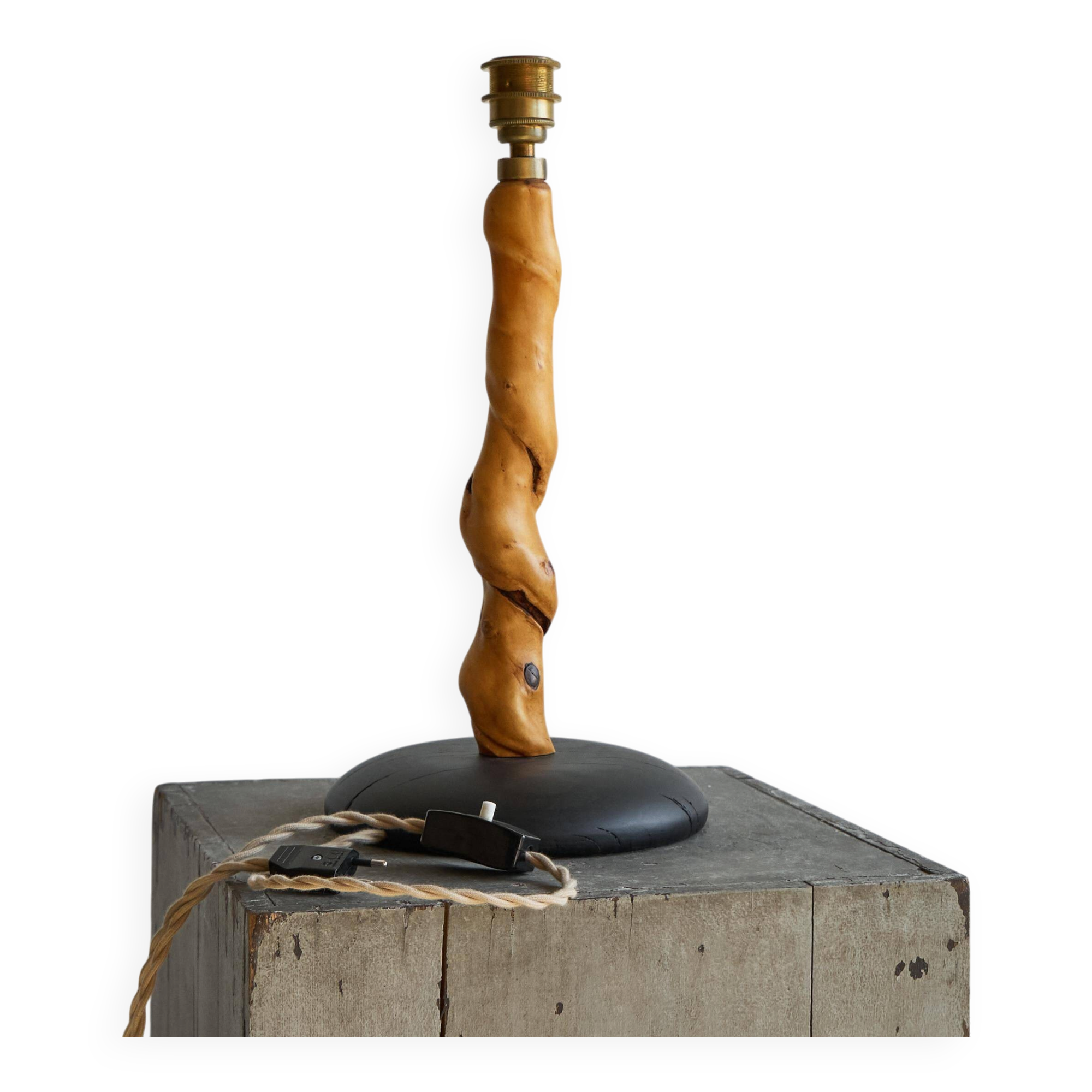 Table lamp acacia trunk oak 1950s