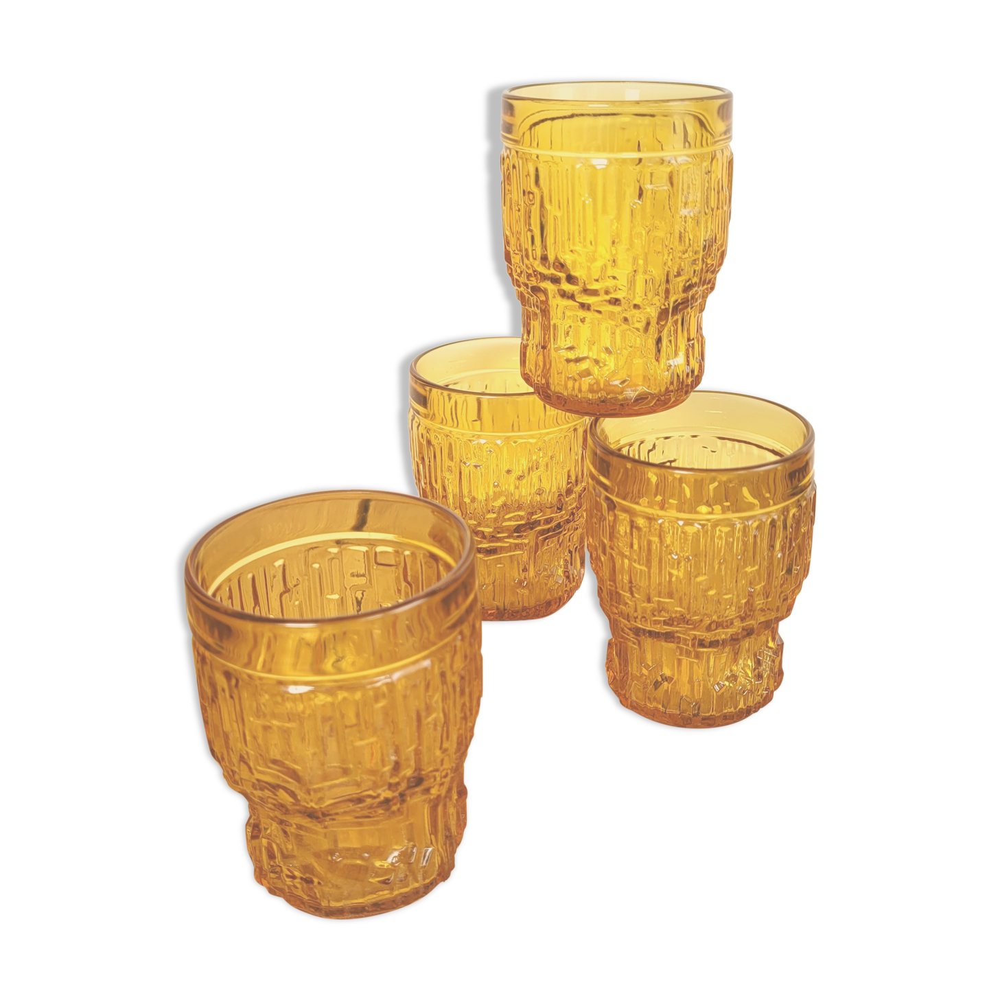 Set de 4 verres ambrés années 70